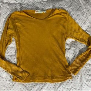 Cristina Ribbed long sleeve M mustard yellow ribbed